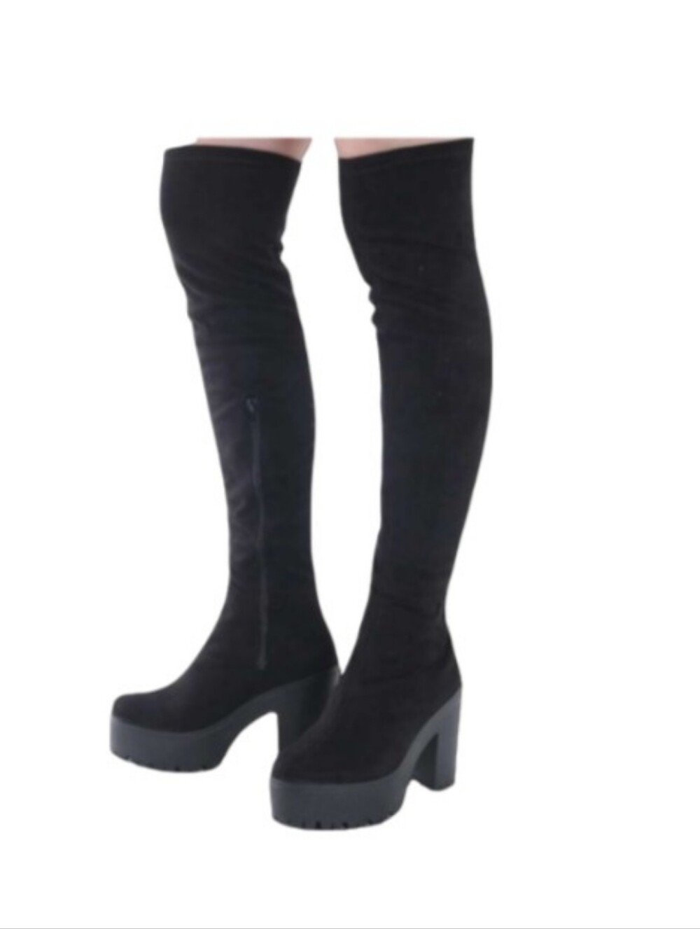 Thigh High Soft Platform Lug Sole Boots